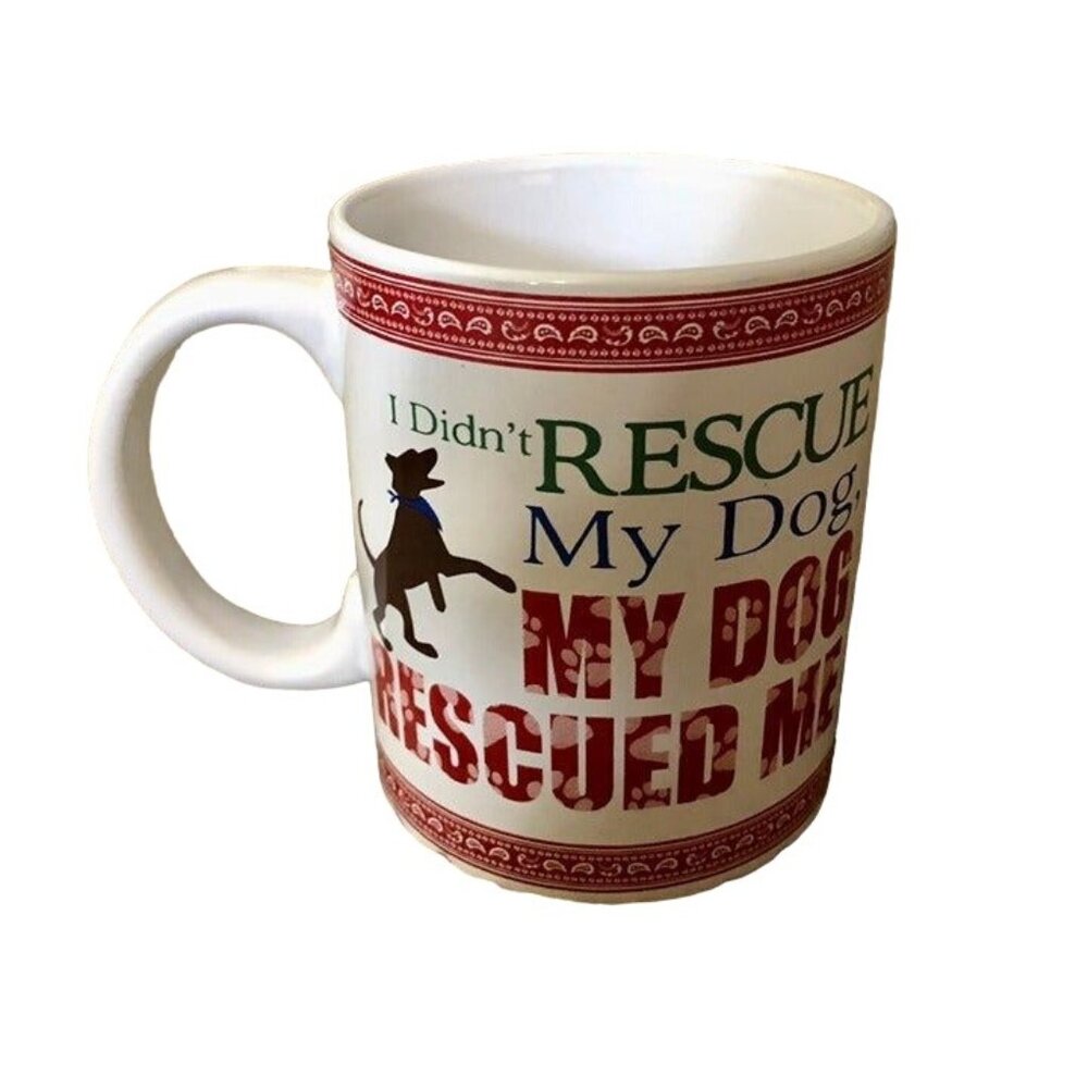 DEI Dog Rescue Mug 20oz Large Coffee Tea Cup Red White Oversized Used